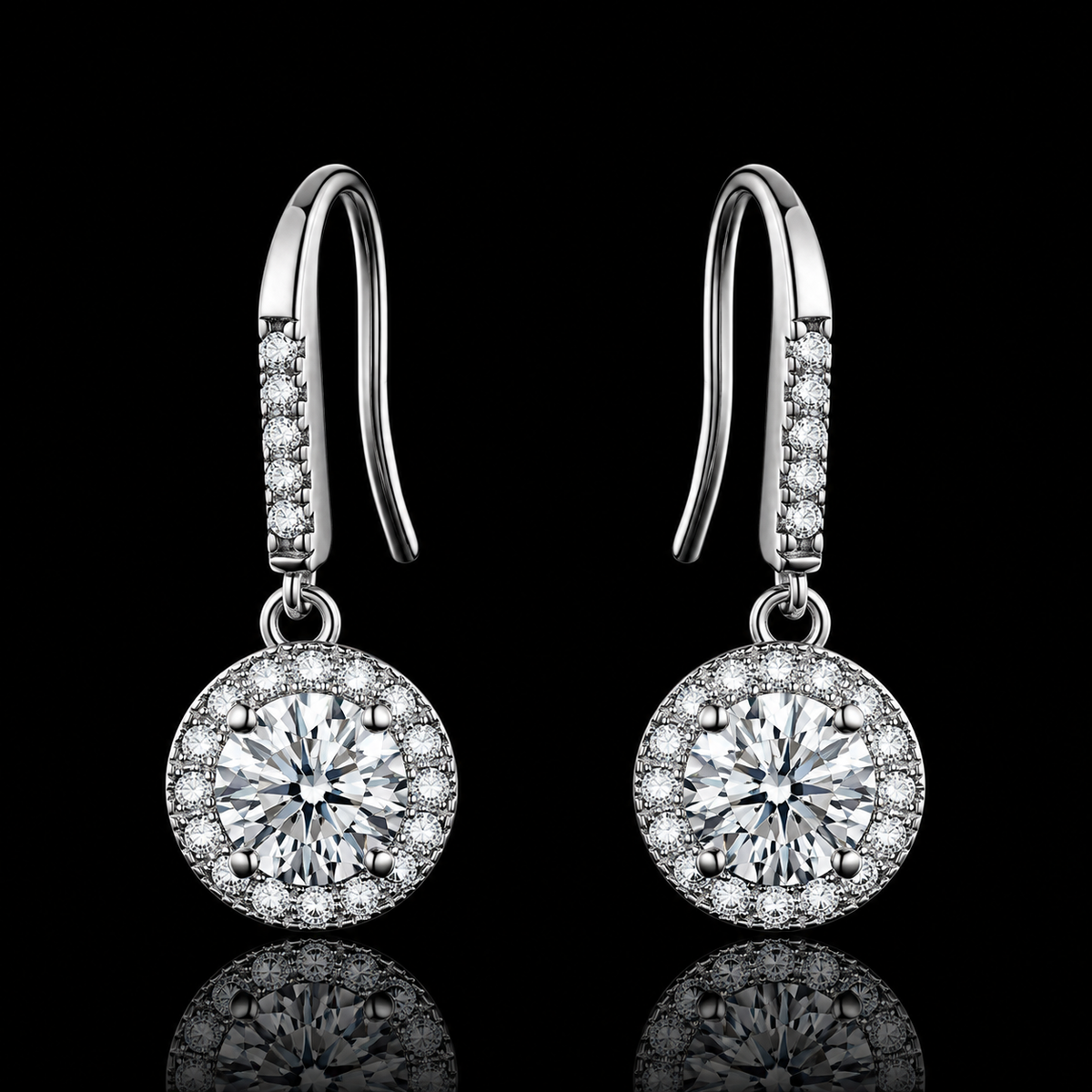 6.5mm Pavé Halo Drop Earrings