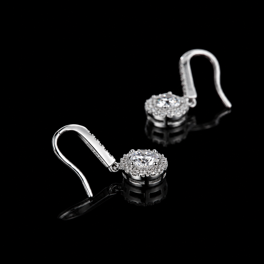 6.5mm Pavé Halo Drop Earrings