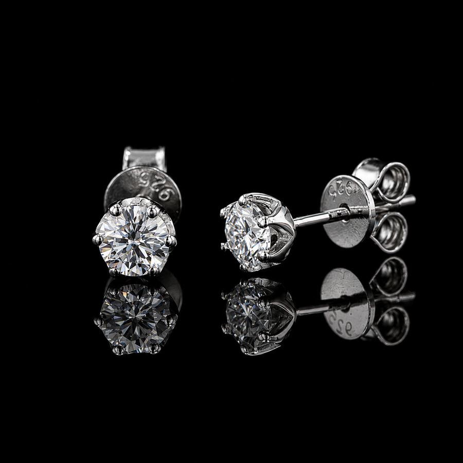 4mm Flower-Bud Moissanite Stud Earrings